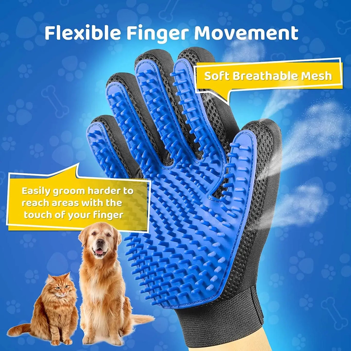 Gentle Grooming Glove with Soft Silicone Tips - Dogs & Cats
