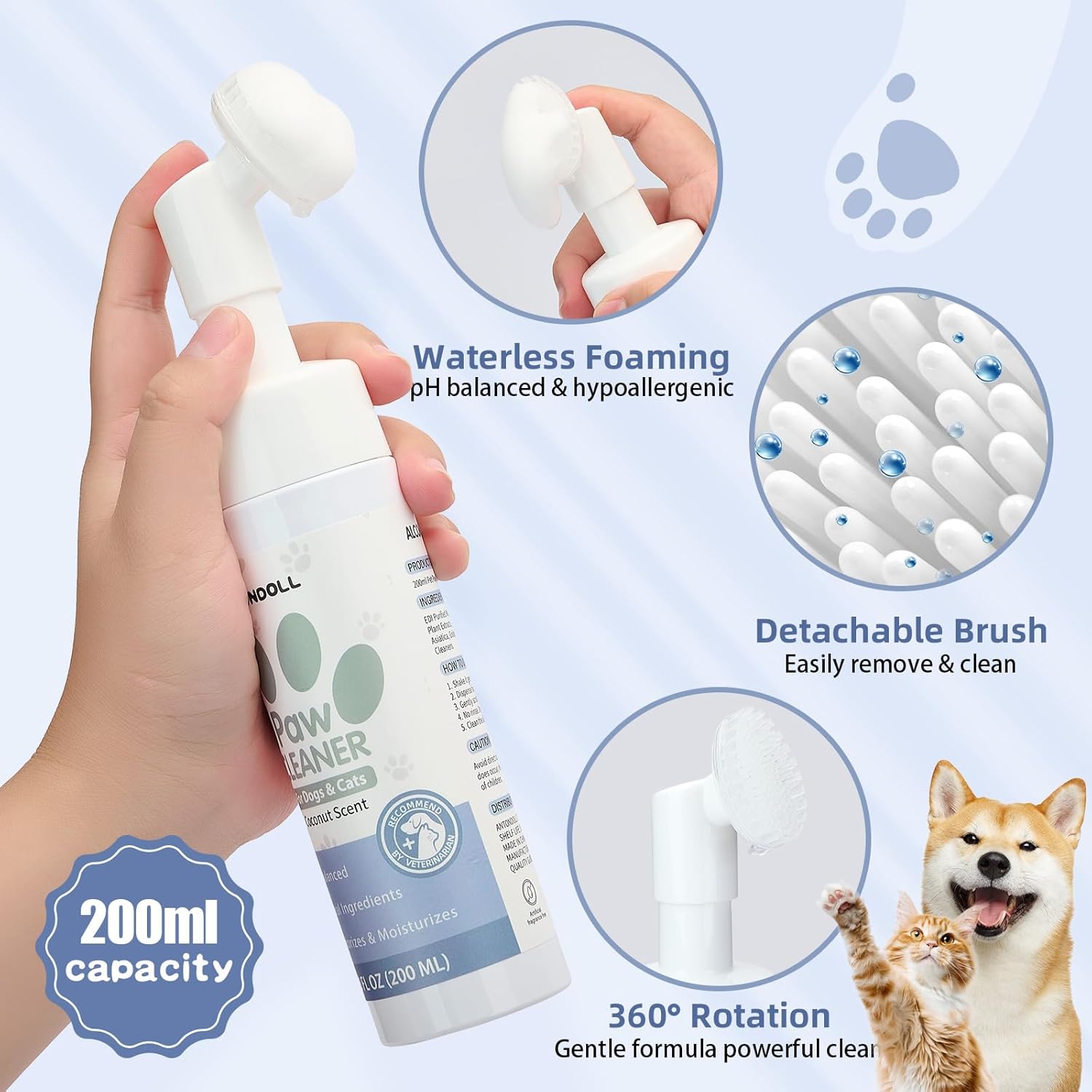 Gentle Paw Refresh Cleaner with Attached Brush