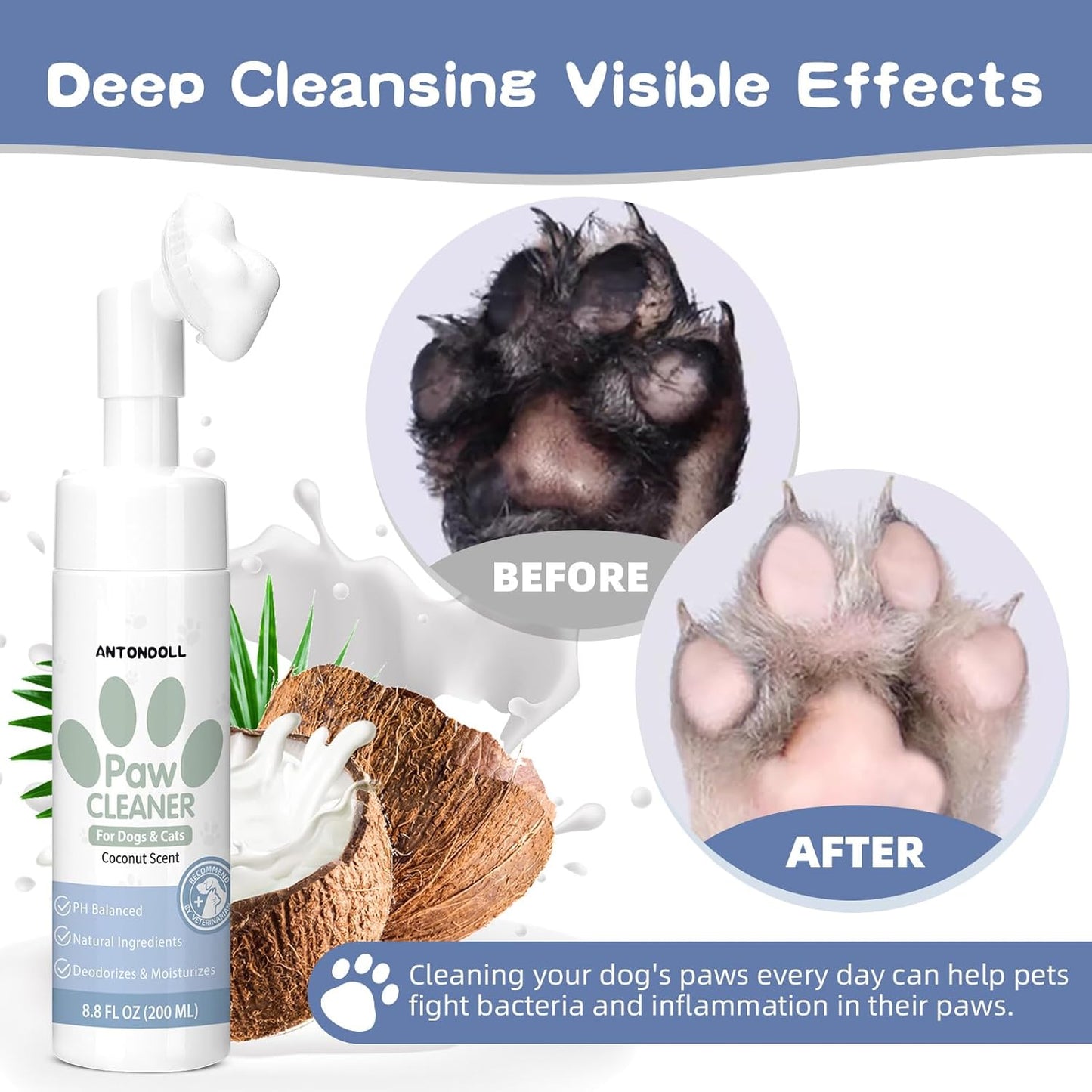 Gentle Paw Refresh Cleaner with Attached Brush