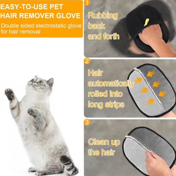 Cat Hair Glove Wool Removal Glove Pet Grooming Brush to Remove Dog Hair from Clothes Sofa Carpet with Electrostatic Cleaning
