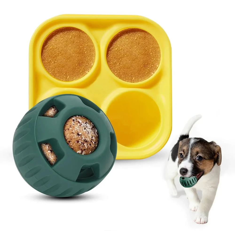 Fillable Food Dog Toys Dog Slow Licking Silicone Feeder Ball Frozen Food Tray Interactive Teeth Cleaning Slow Feeding Dispenser
